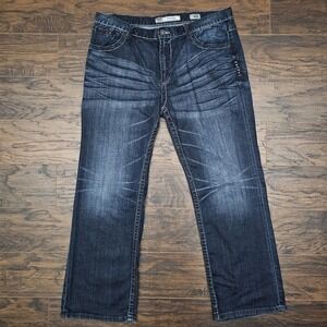 BKE Jeans Tyler Mens 40R Straight Leg Regular Fit‎ Western Denim Blue (40Rx32)